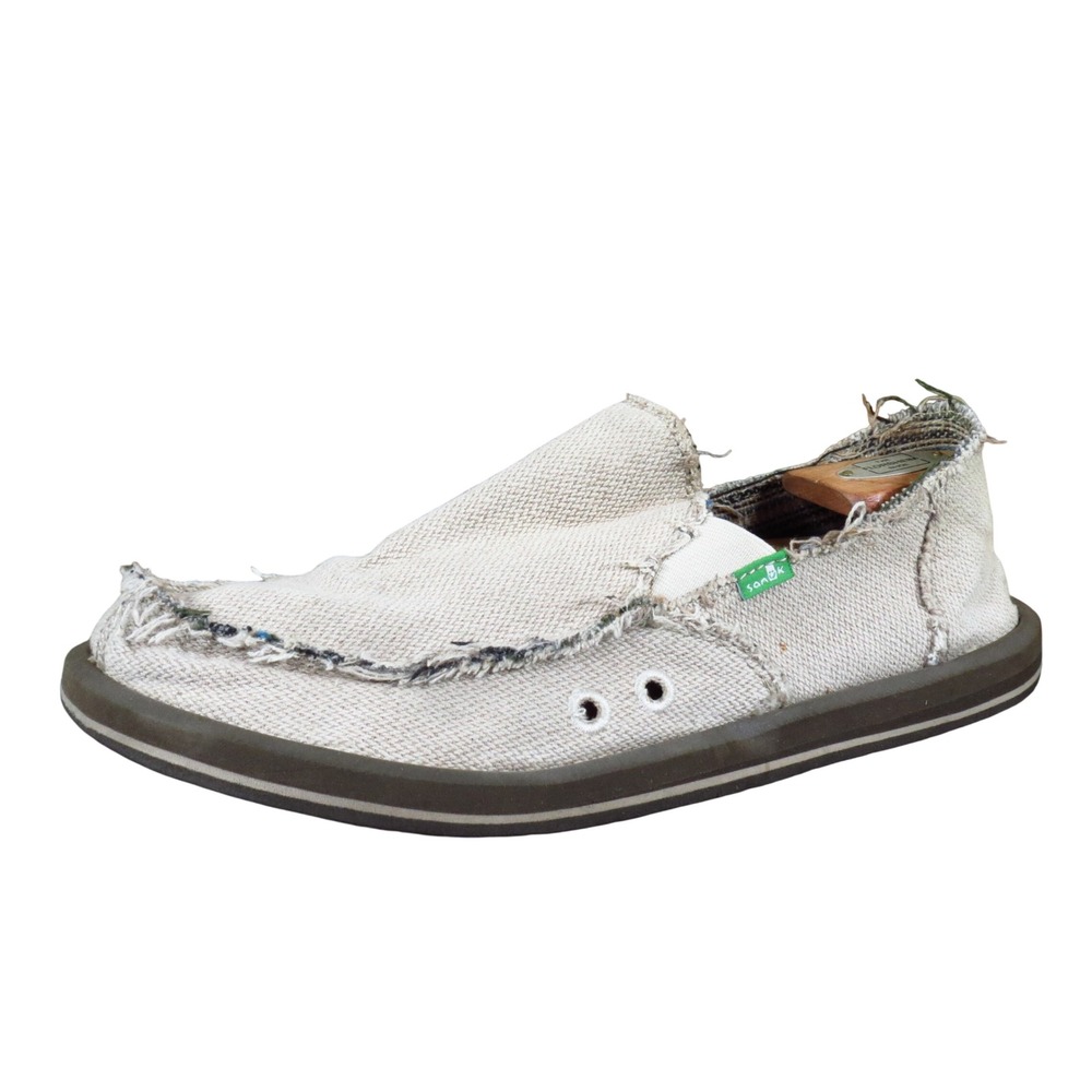 Sanuk Hemp Slip On Mens Sidewalk Surfer Size 10 Beach Travel Natural Beige